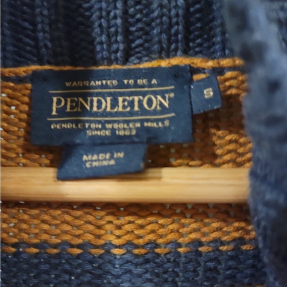 Pendleton Open Cardigan sz small like new mustard navy sweater - Picture 11 of 12